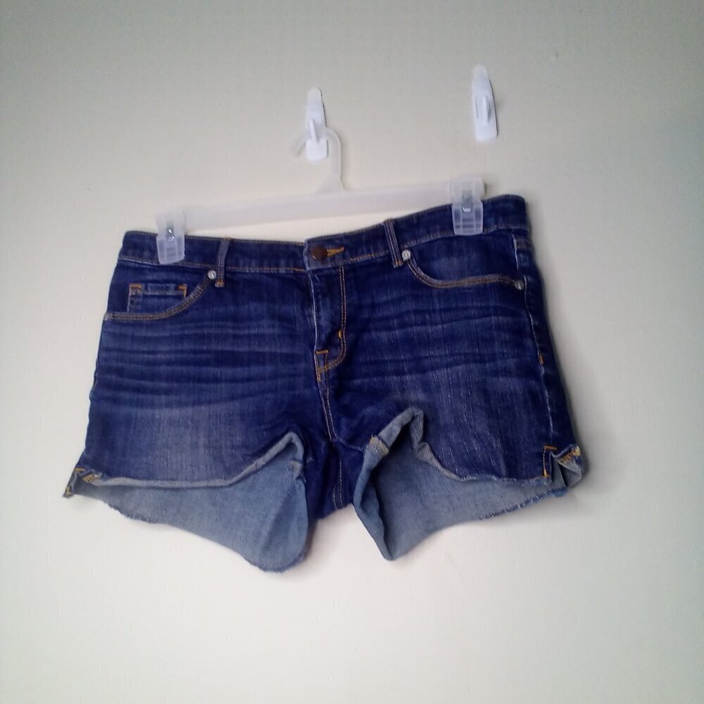 Mossimo Shorts Women 10 Mid Rise Midi Denim Blue